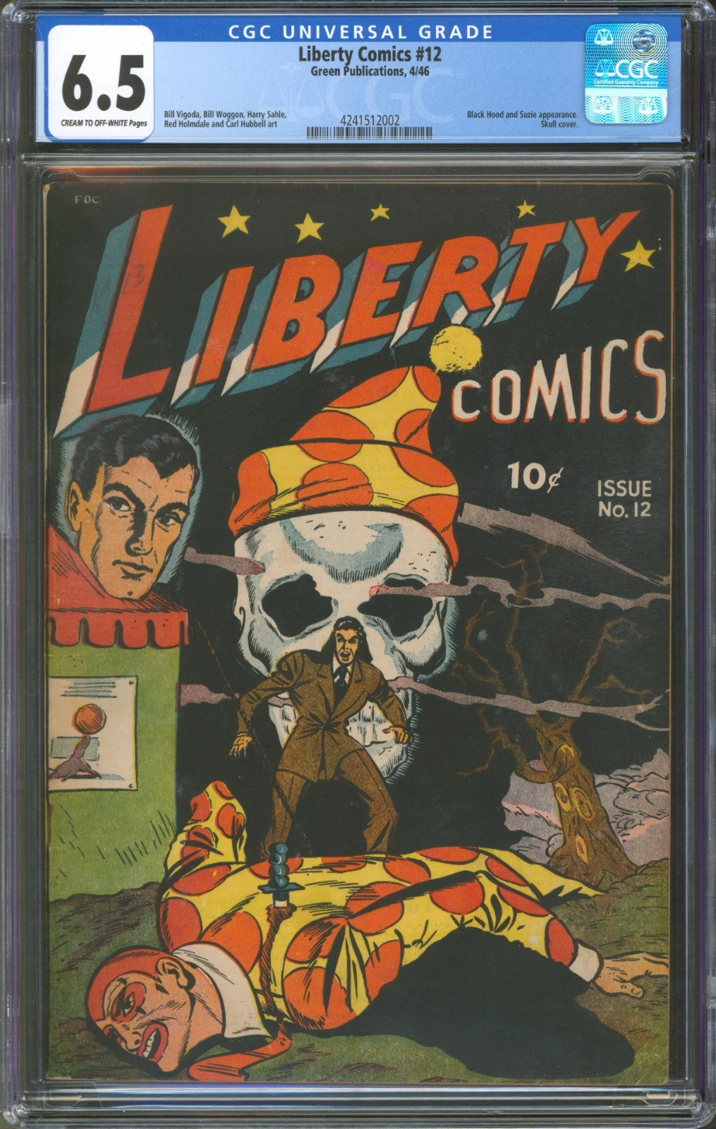 Liberty Comics #12 CGC 6.5 Green Publications 1946 Classic Skull Cover
