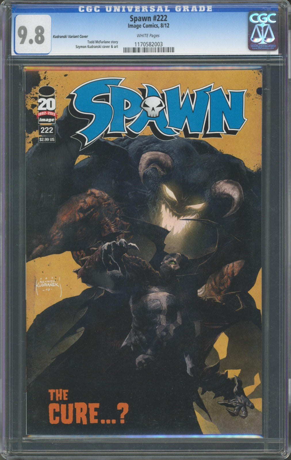 Spawn #222 CGC 9.8 Image Comics 2012 Kudranski Variant Cover Low Print Run