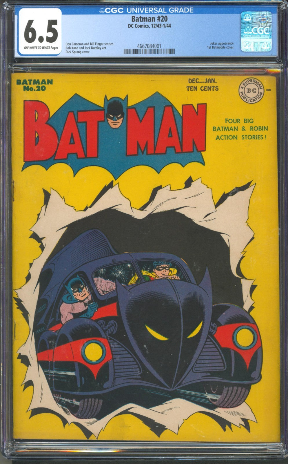 Batman #20 CGC 6.5 D.C. Comics 1944 1st Batmobile Cover Joker Appearance