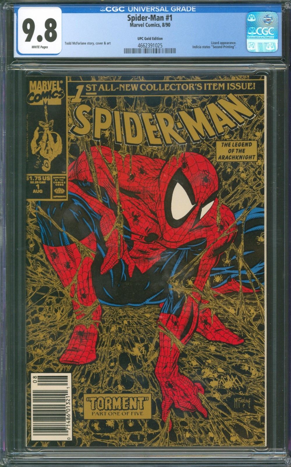 Spider-Man #1 CGC 9.8 Marvel Comics 1990 UPC Gold Edition Todd McFarlane Cover