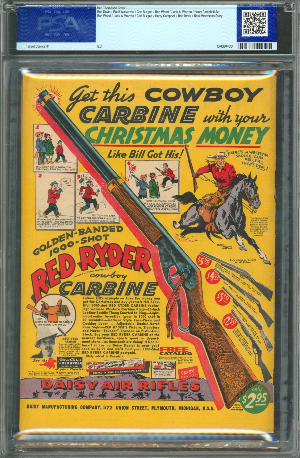 Target Comics #1 PSA 8.0 Novelty Press 1941 DOUBLE COVER Uncle Sam Flag Cover