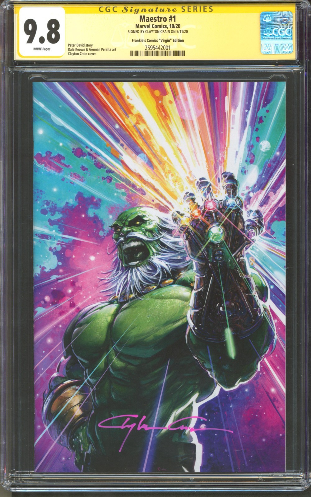Maestro #1 CGC 9.8 Marvel 2020 Frankie's Comics Virgin Clayton Crain Signed
