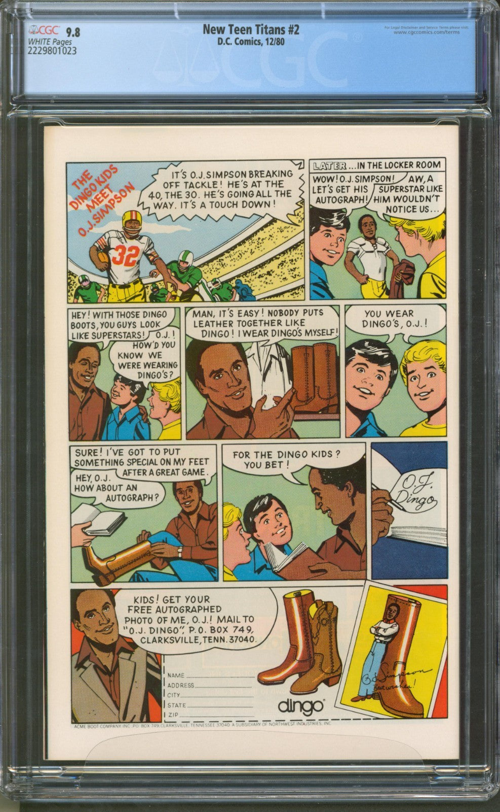 New Teen Titans #2 CGC 9.8 D.C. Comics 1980 1st Appearance of Deathstroke