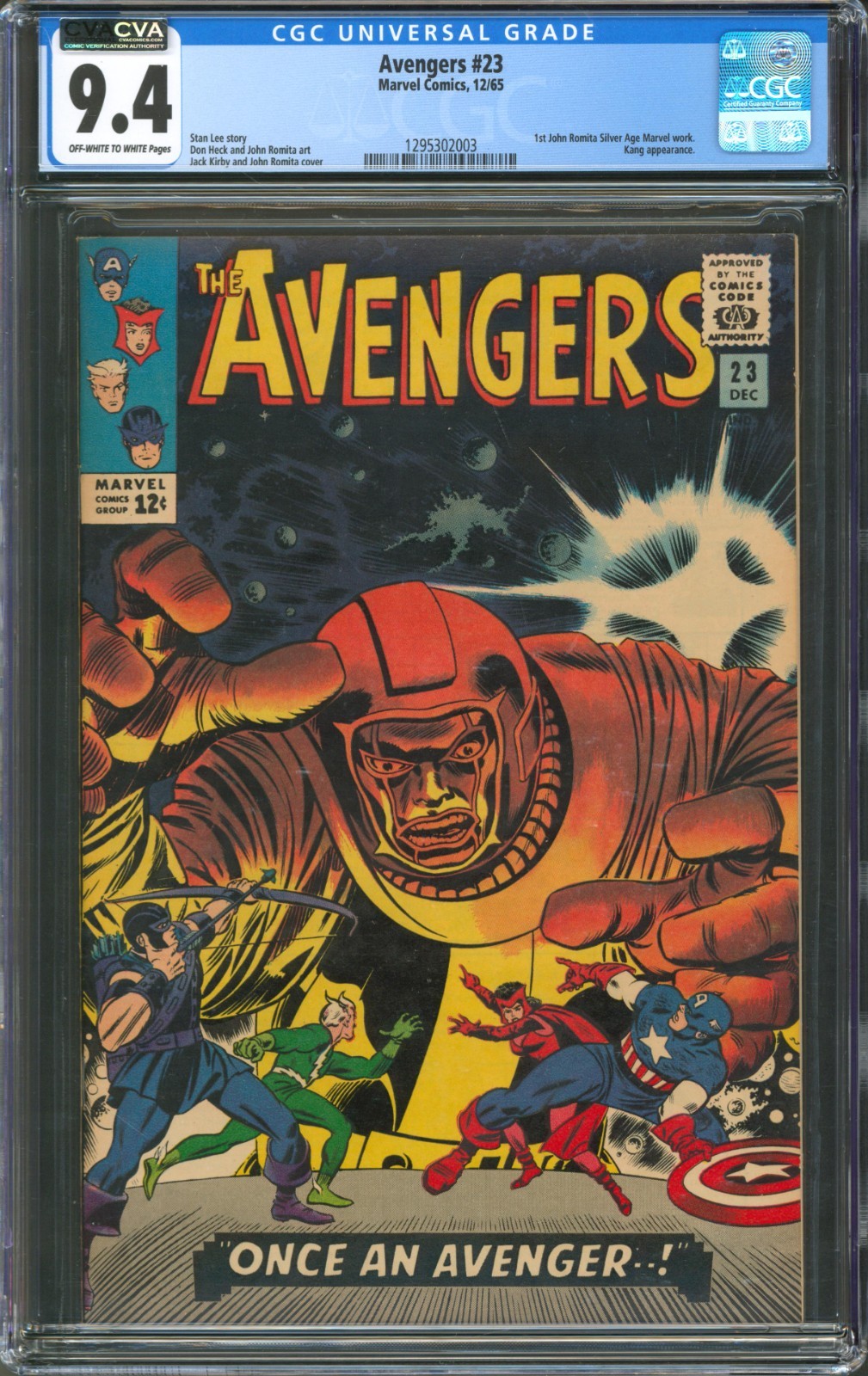 Avengers #23 CGC 9.4 Marvel Comics 1965 1st John Romita Silver Age Work