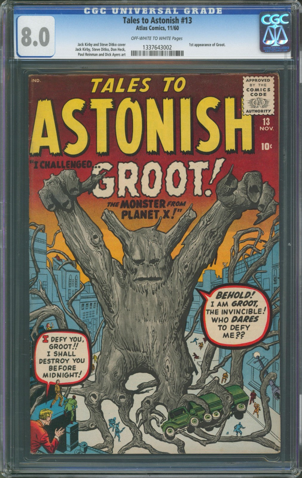 Tales to Astonish #13 CGC 8.0 Atlas Comics 1960 1st Appearance of Groot