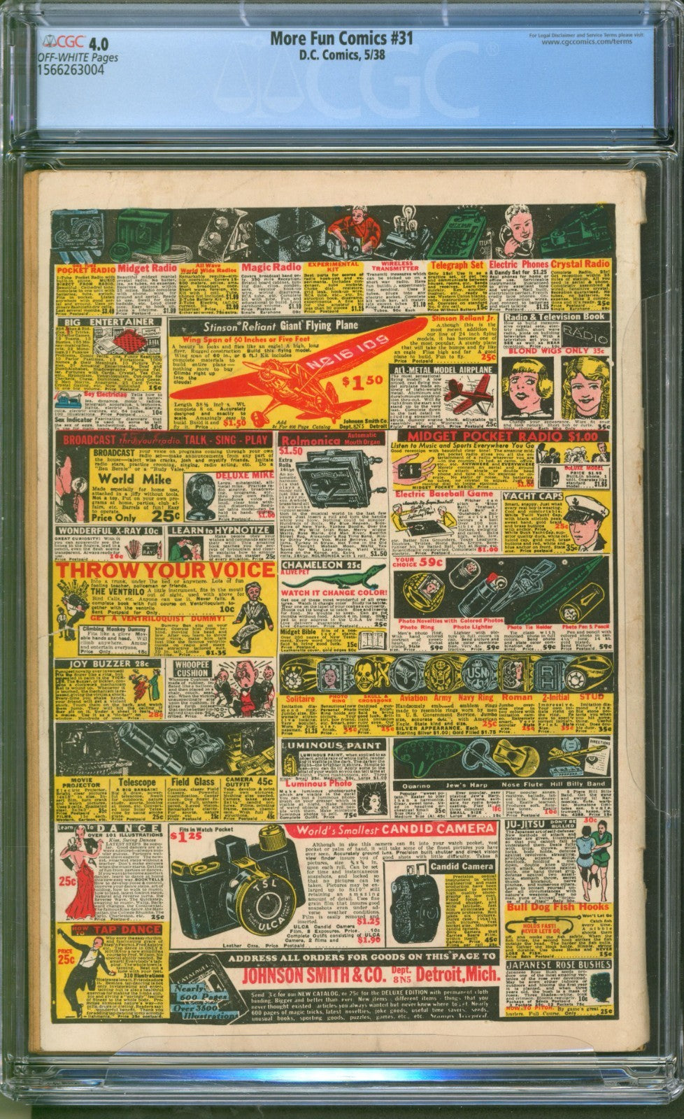 More Fun Comics #31 CGC 4.0 D.C. 1938 Full Page Ad for Action Comics #1 Superman