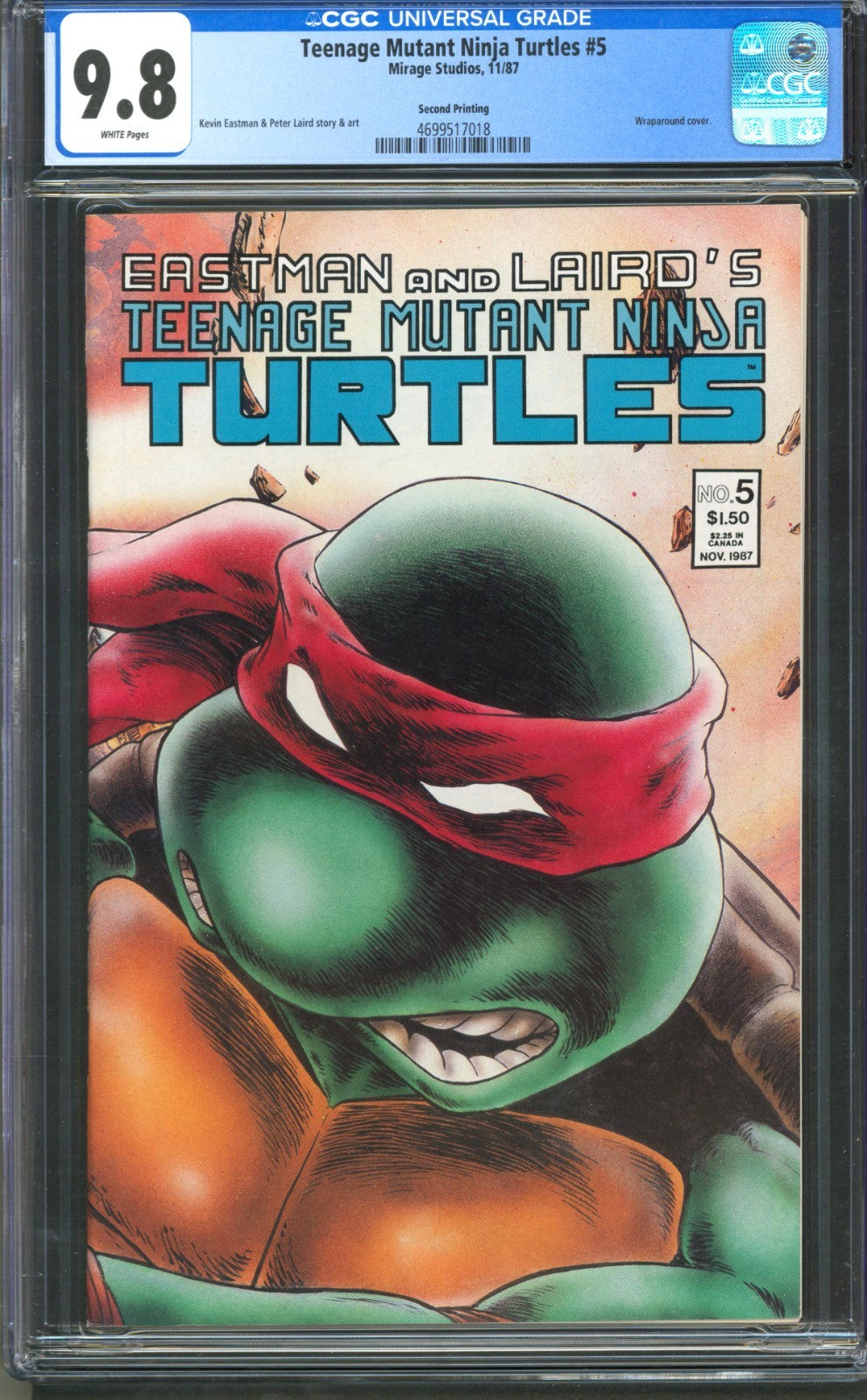 Teenage Mutant Ninja Turtles #5 CGC 9.8 Mirage 1987 2nd Print Kevin Eastman