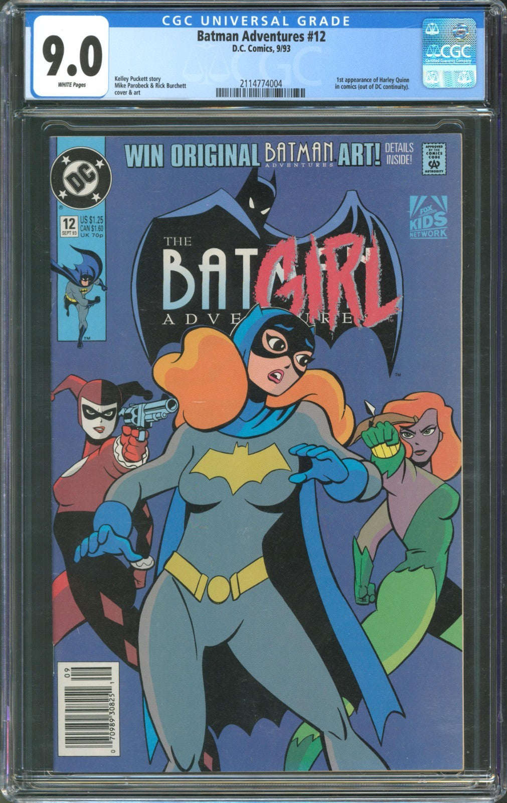 Batman Adventures #12 CGC 9.0 D.C. Comics 1993 Newsstand 1st Harley Quinn