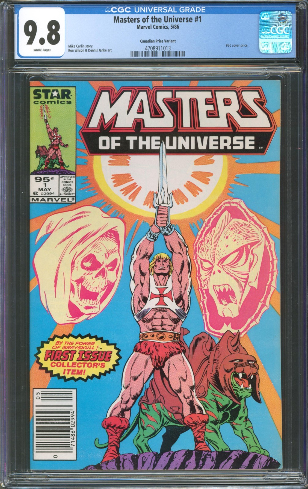 Masters of the Universe #1 CGC 9.8 Marvel Comics 1986 Canadian Price Variant