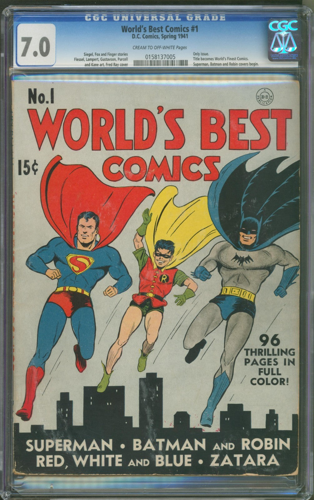 World's Best Comics #1 CGC 7.0 D.C. 1941 Becomes World's Finest Superman Batman