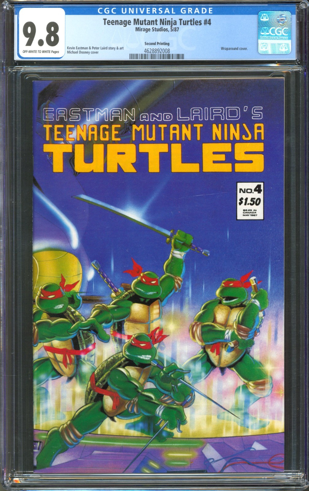 Teenage Mutant Ninja Turtles #4 CGC 9.8 Mirage 1987 2nd Print Classic Cover