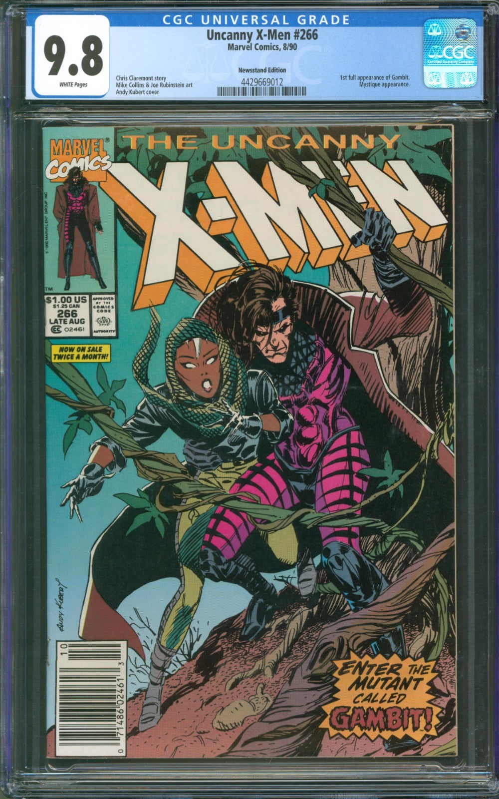 Uncanny X-Men #266 CGC 9.8 Marvel Comics 1990 Newsstand 1st Appearance of Gambit