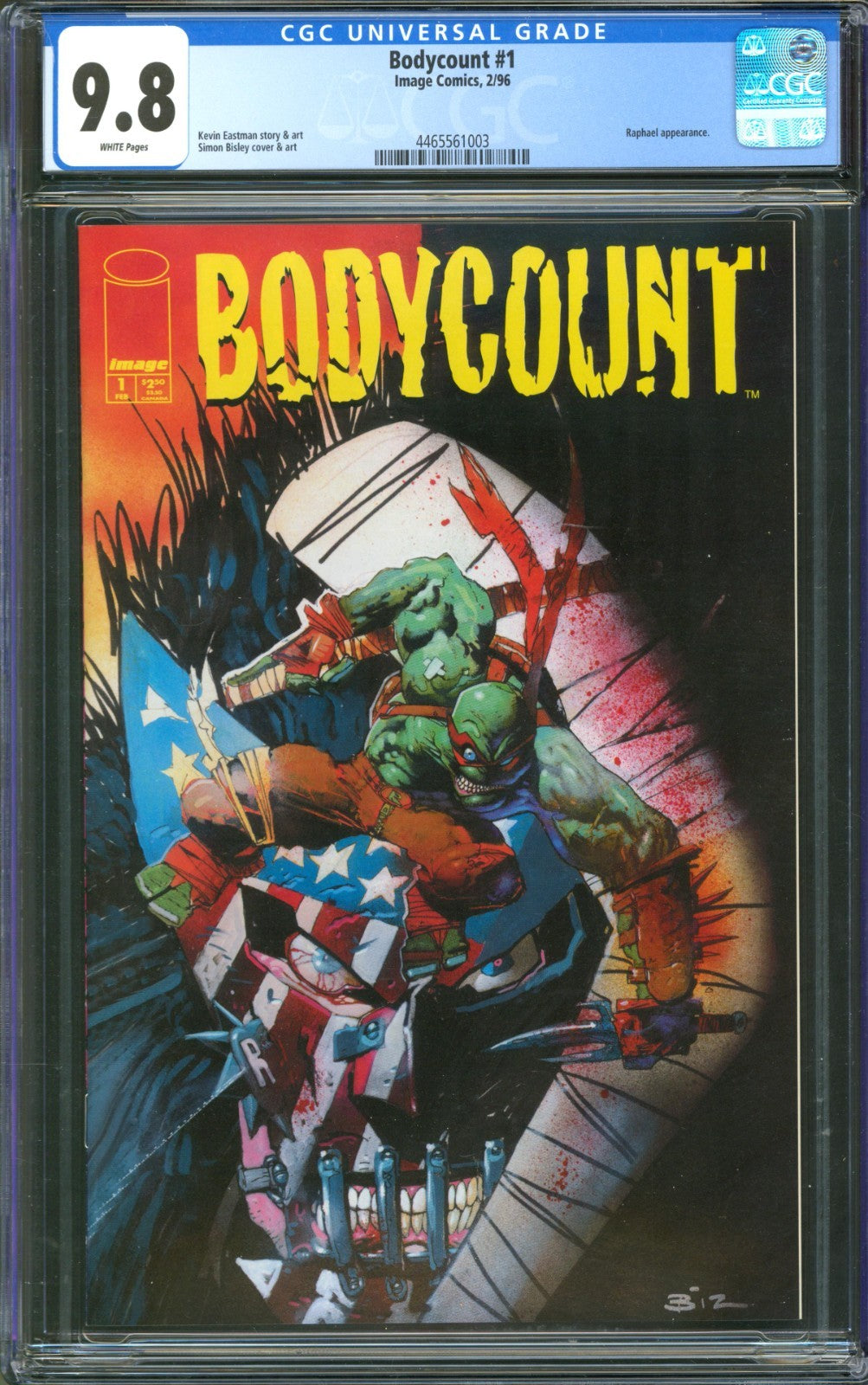 Bodycount #1 CGC 9.8 Image Comics 1996 Raphael Appearance Kevin Eastman Story