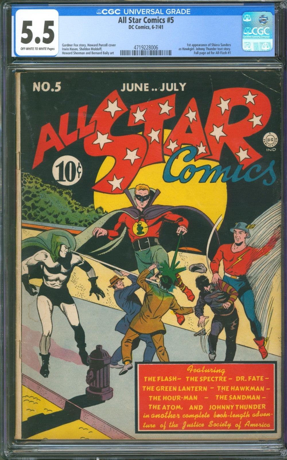 All Star Comics #5 CGC 5.5 D.C. Comics 1941 1st Appearance of Shiera as Hawkgirl