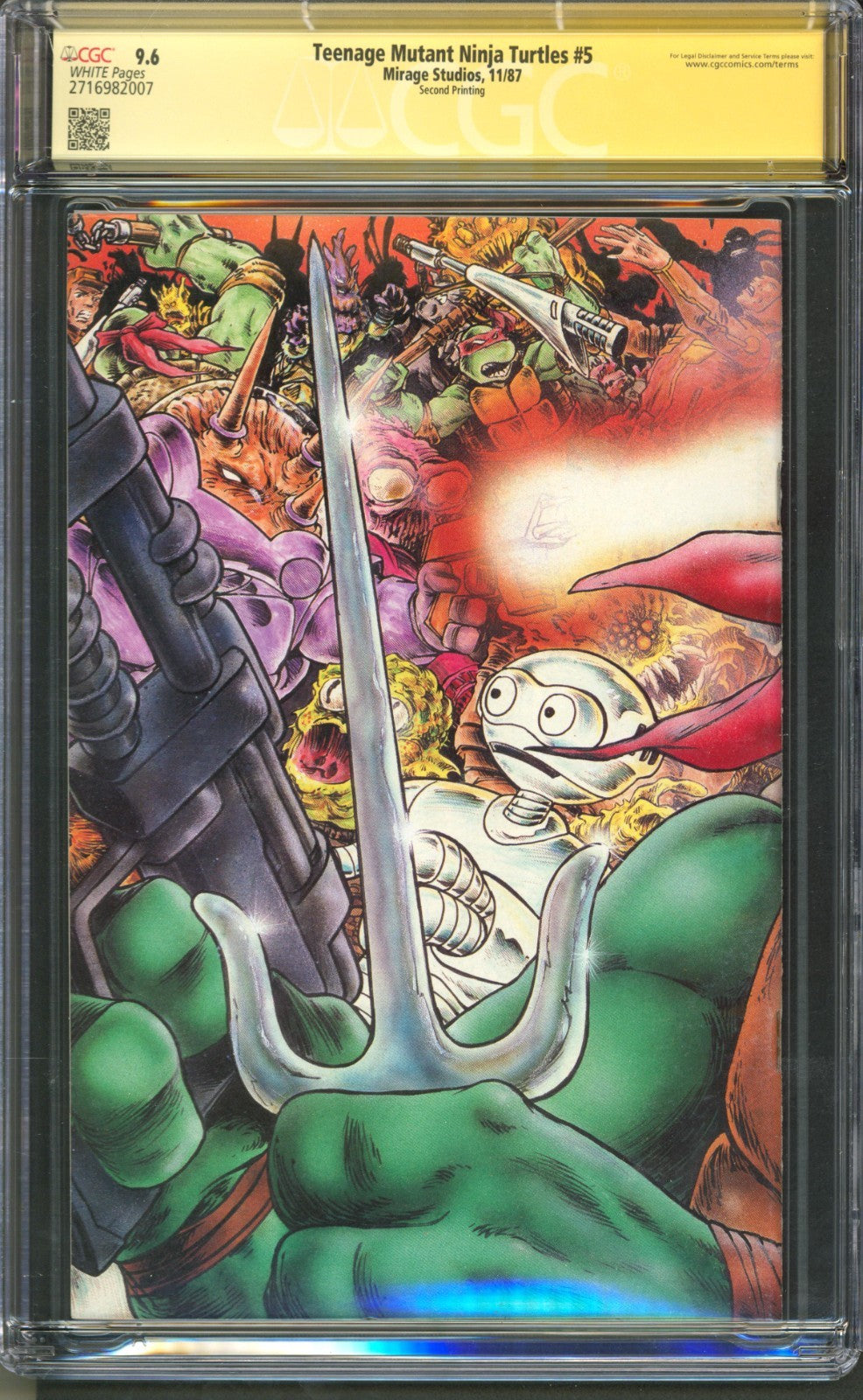 Teenage Mutant Ninja Turtles #5 CGC 9.6 Mirage 1987 2nd Print Signed & Sketched