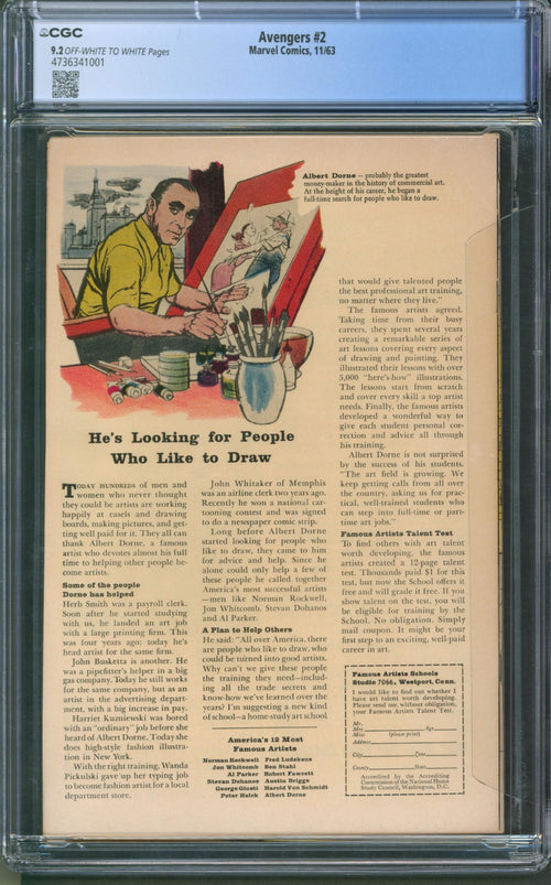 Avengers #2 CGC 9.2 Marvel Comics 1963 1st Appearance of the Space Phantom