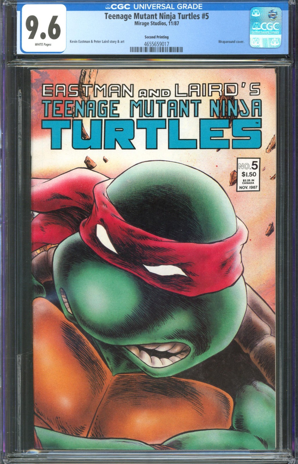 Teenage Mutant Ninja Turtles #5 CGC 9.6 Mirage 1987 2nd Print Kevin Eastman