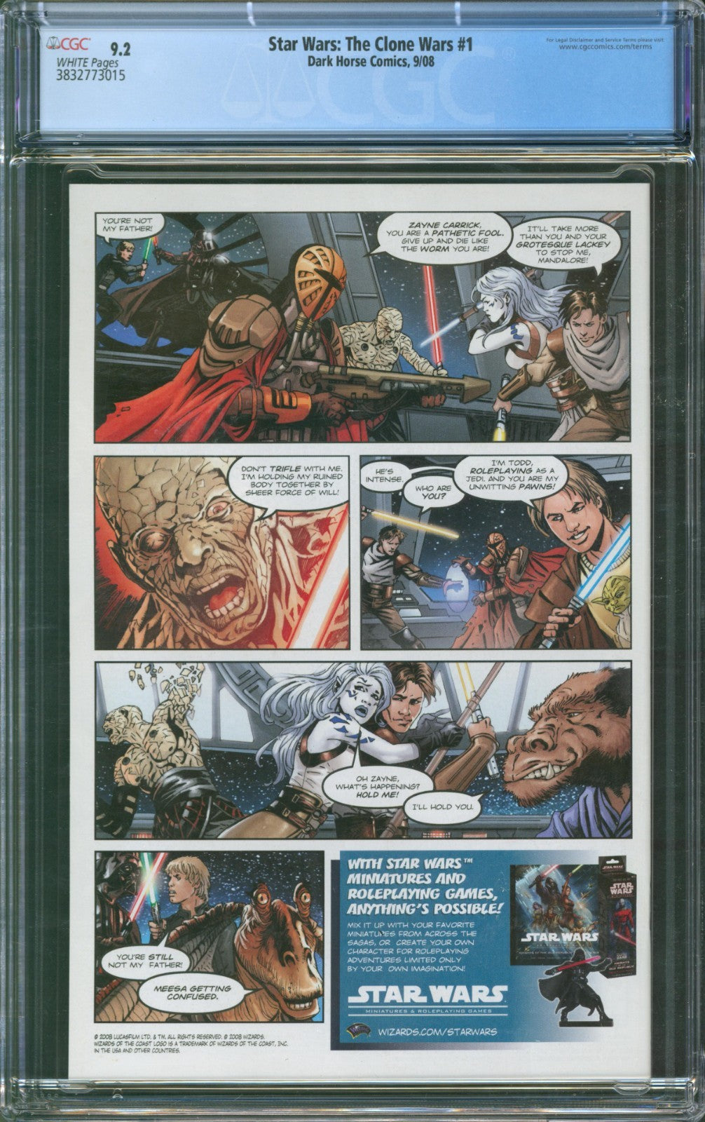 Star Wars: The Clone Wars #1 CGC 9.2 Dark Horse Comics 2008 1st App Ahsoka Tano