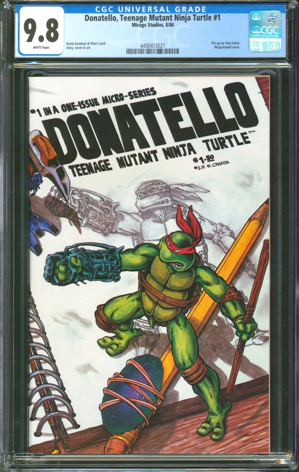 Donatello, Teenage Mutant Ninja Turtle #1 Mirage Studio 1986 Wraparound Cover