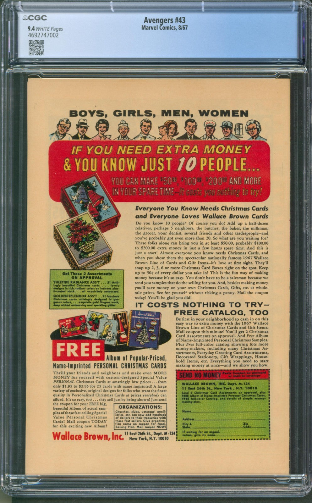 Avengers #43 CGC 9.4 Marvel Comics 1967 White Pages 1st App of Red Guardian