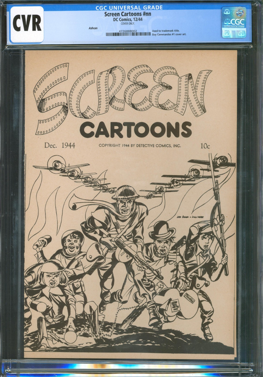 Screen Cartoons #nn CGC CVR D.C. Comics 1944 Ashcan for Boy Commandos #1 Cover