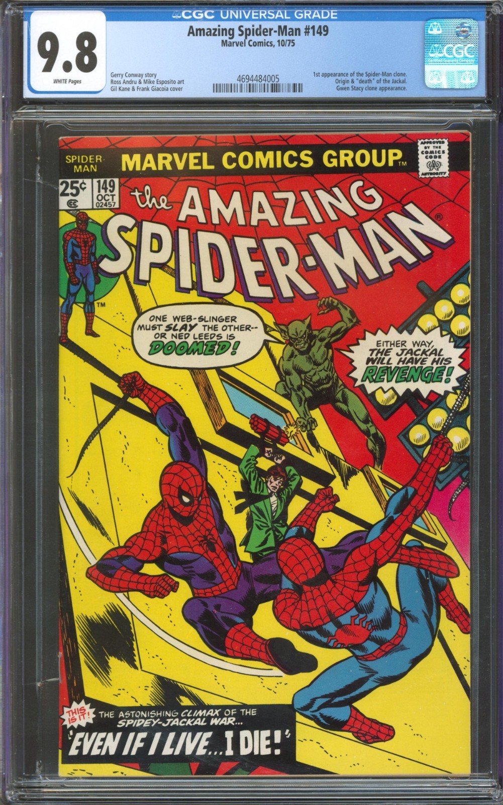 Amazing Spider-Man #149 CGC 9.8 Marvel 1975 White Pages 1st Spider-Man Clone