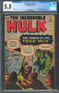 Incredible Hulk #2 CGC 5.5 Marvel Comics 1962 1st Appearance of Green Hulk