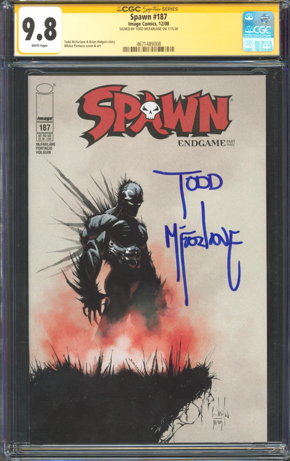 Spawn #187 CGC 9.8 Image Comics 2008 Signed by Todd Mcfarlane Only 2 on Census