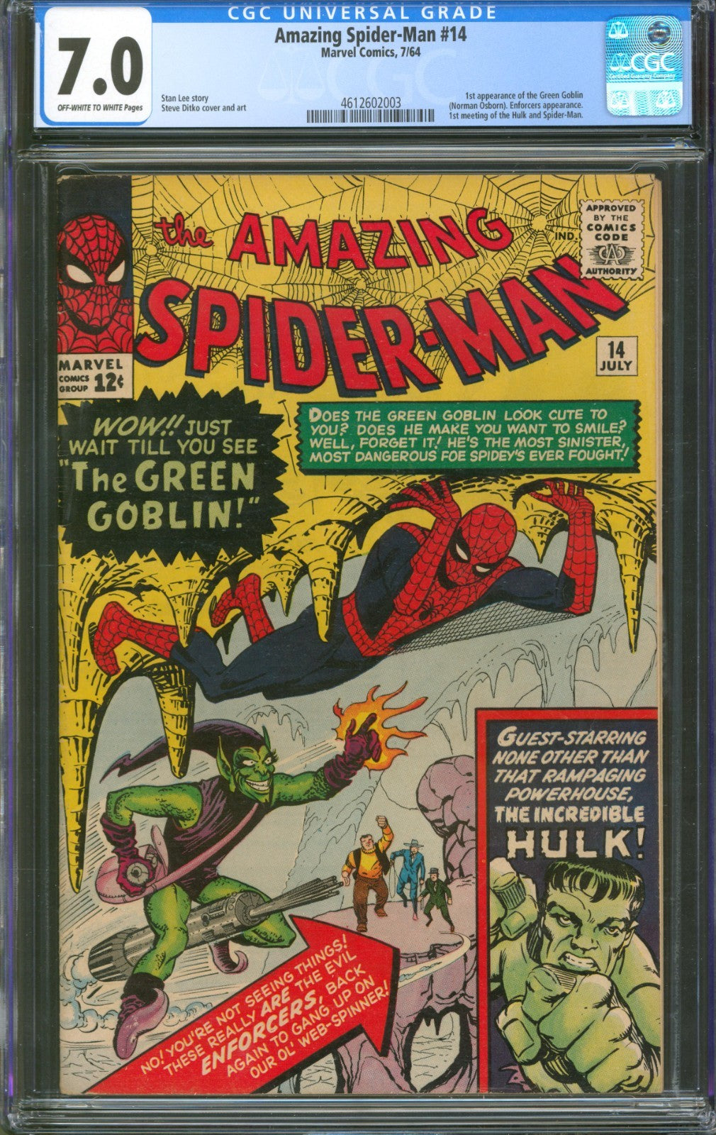 Amazing Spider-Man #14 CGC 7.0 Marvel Comics 1964 1st Appearance of Green Goblin